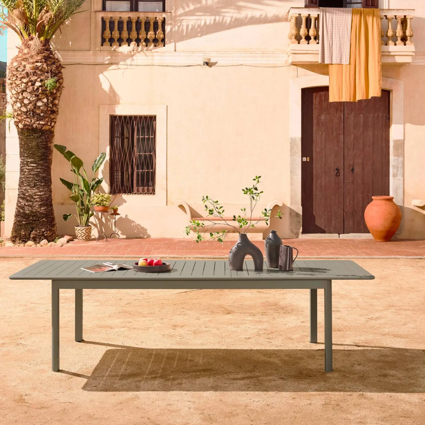 Mesa de jardim extensível em alumínio, 10 lugares