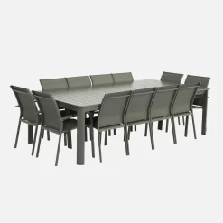 Mesa de jardim extensível em alumínio, 12 lugares