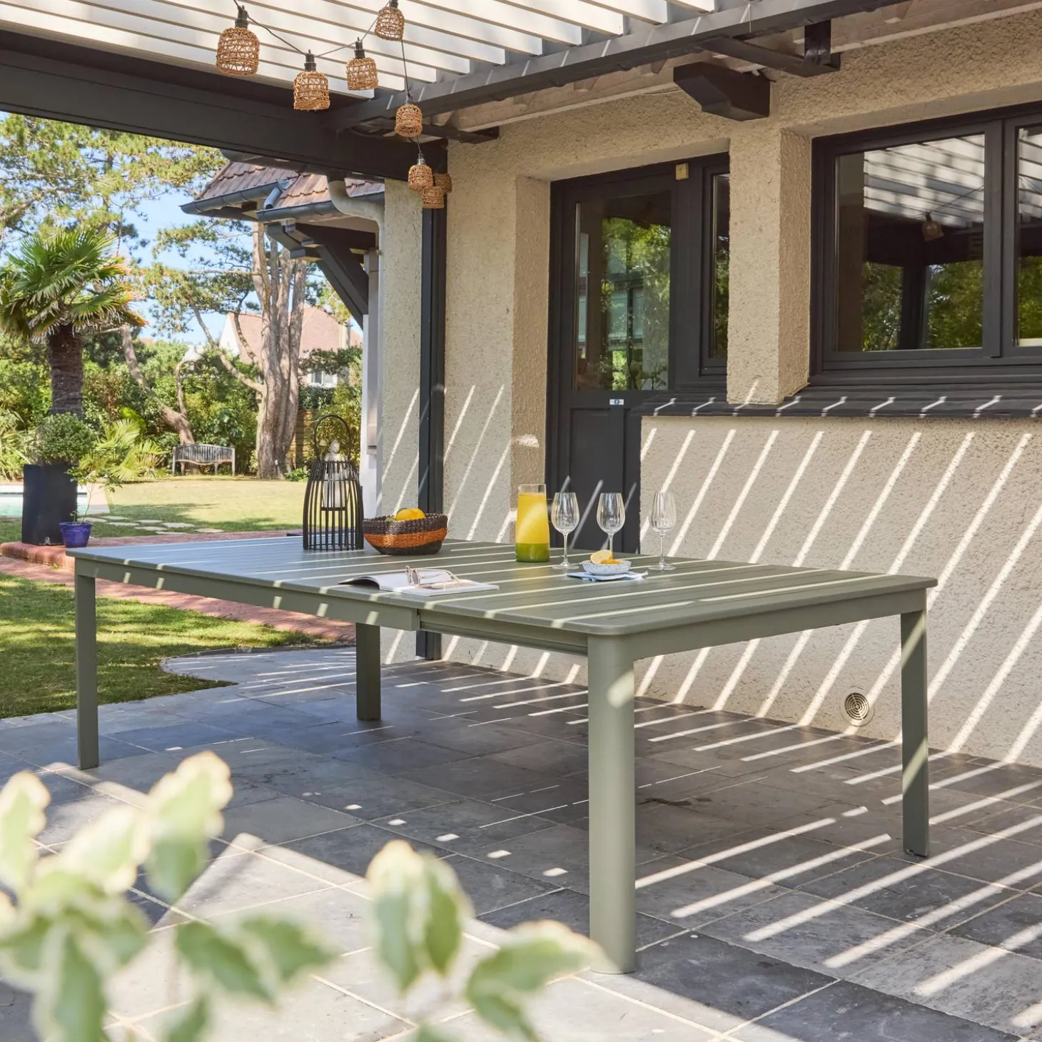 Mesa de jardim extensível em alumínio, 12 lugares