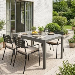 Mesa de jardim extensível em alumínio, 8 lugares