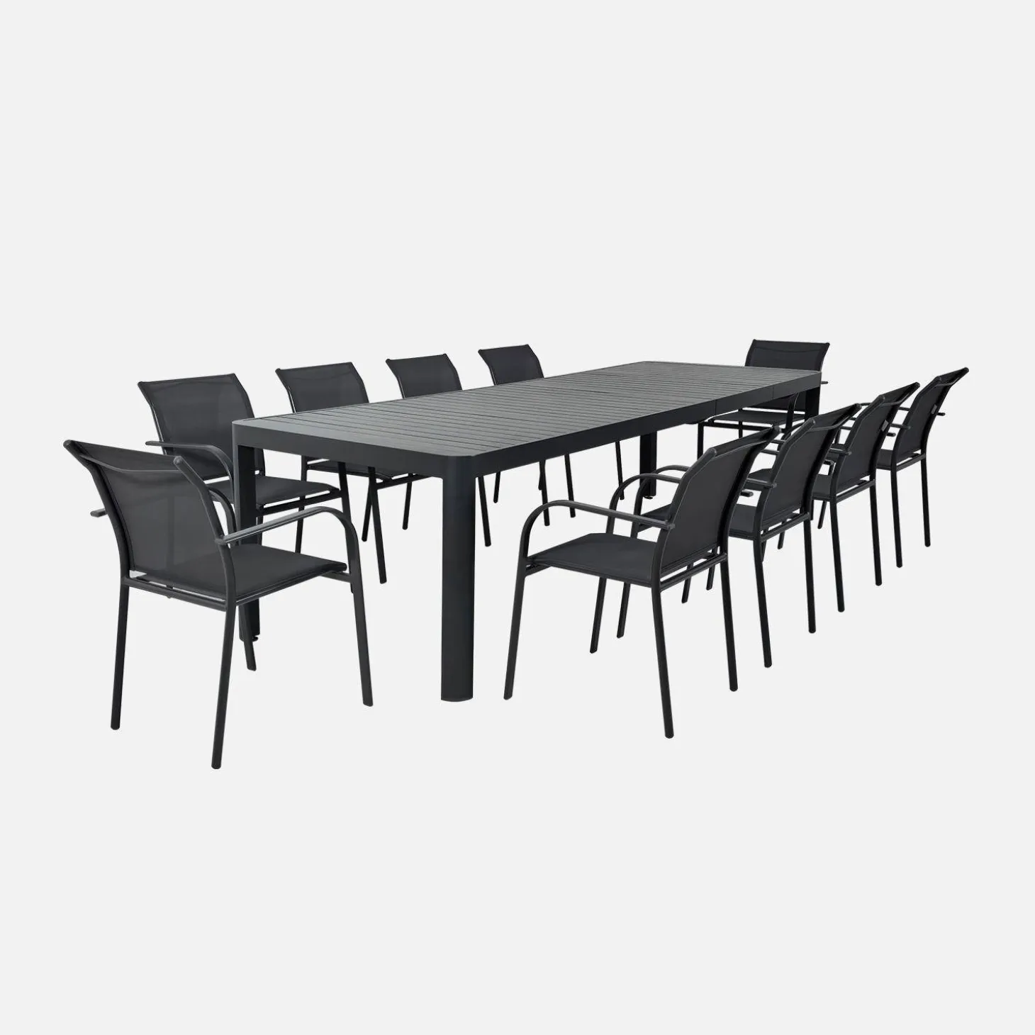 Mesa de jardim extensível em alumínio, 6-10 lugares