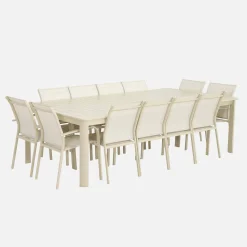 Mesa de jardim extensível em alumínio, 12 lugares