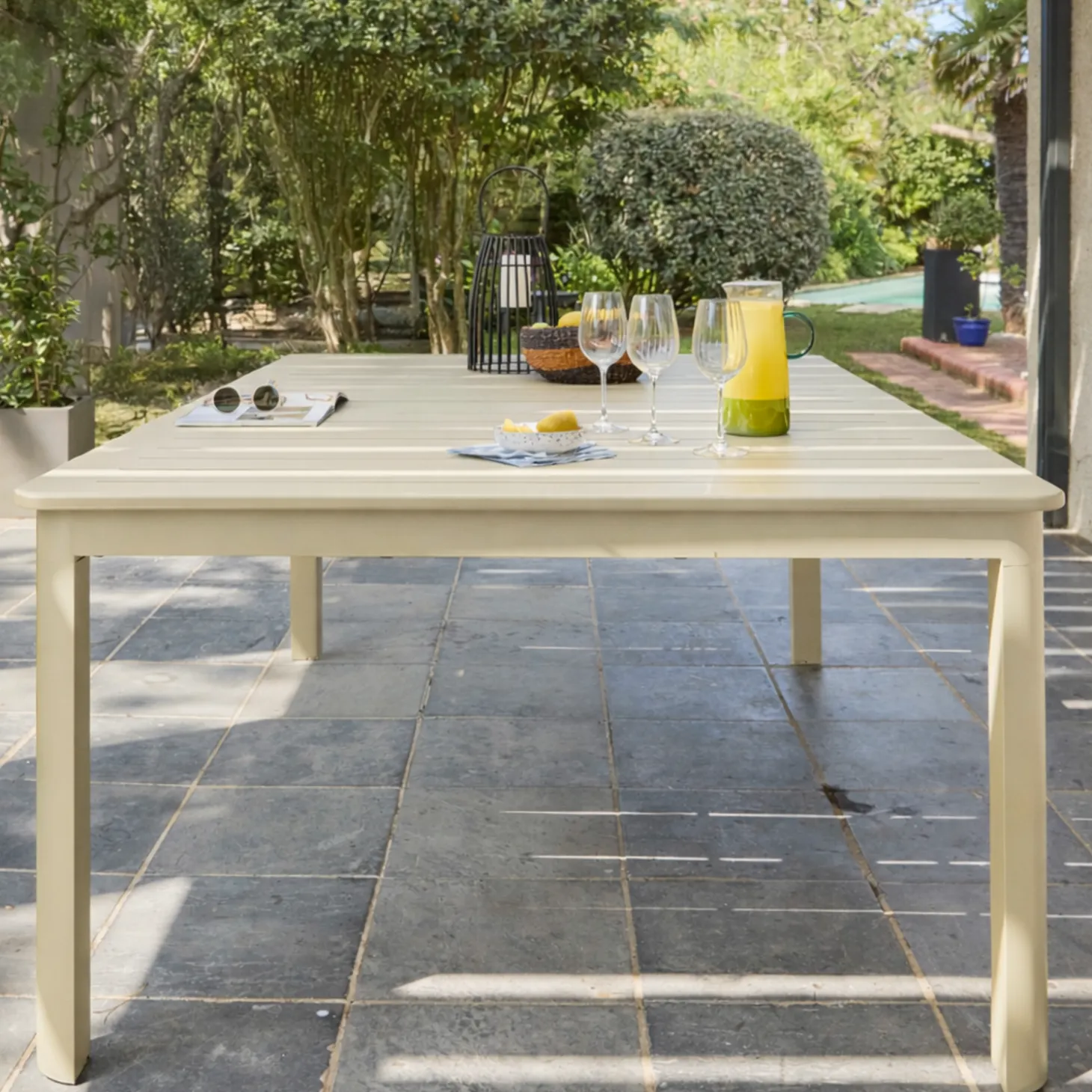 Mesa de jardim extensível em alumínio, 12 lugares