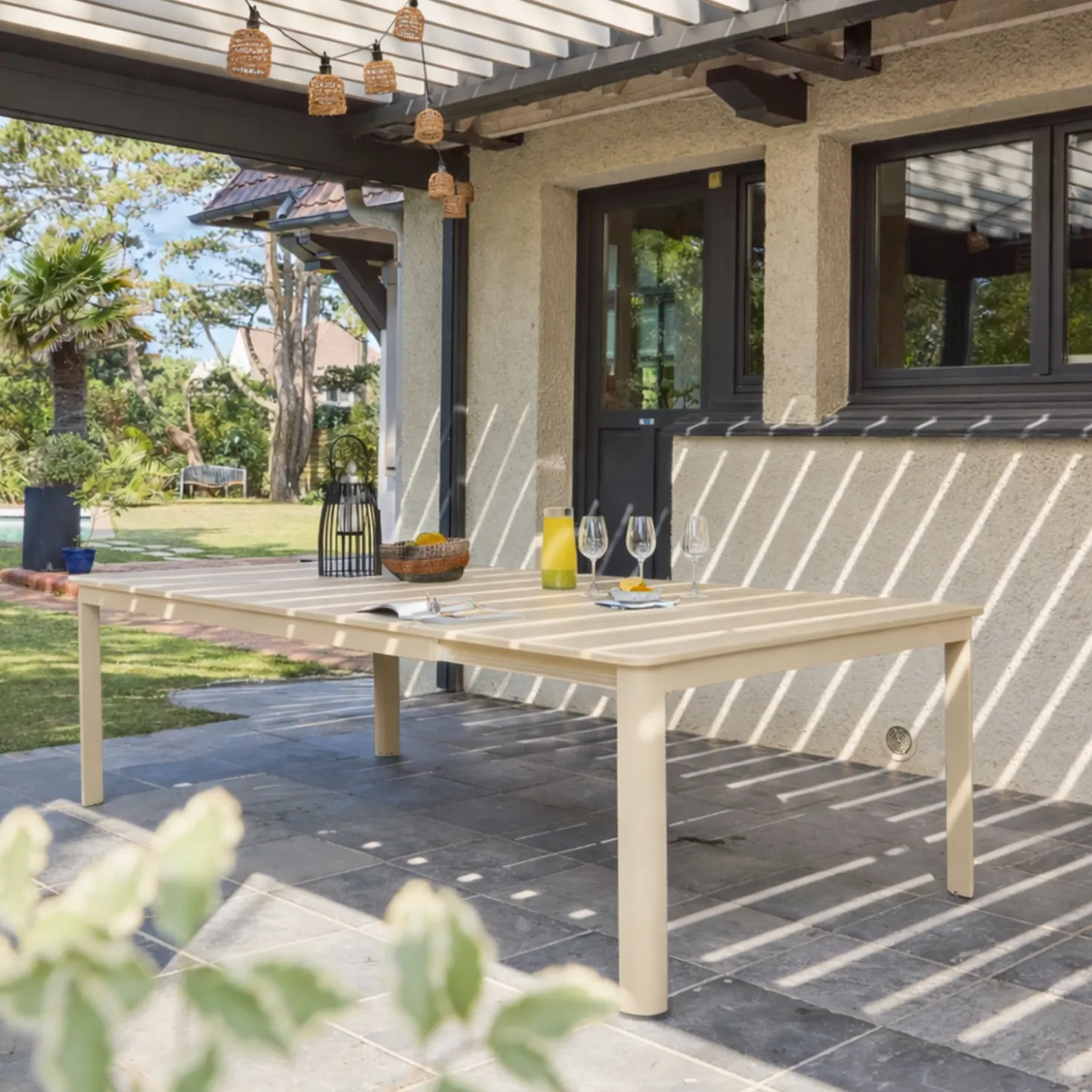 Mesa de jardim extensível em alumínio, 12 lugares