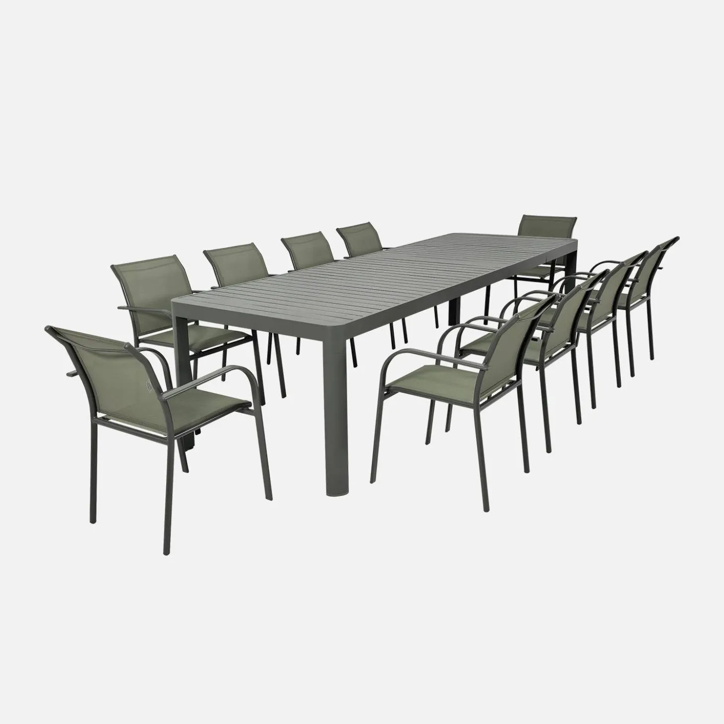Mesa de jardim extensível em alumínio, 6-10 lugares