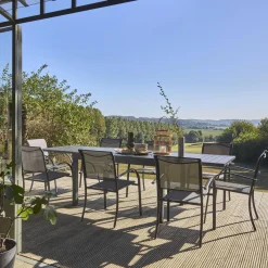 Mesa de jardim extensível em alumínio, 8 lugares