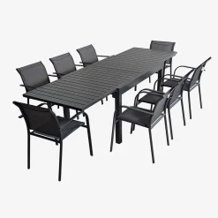 Mesa de jardim extensível em alumínio, 8 lugares