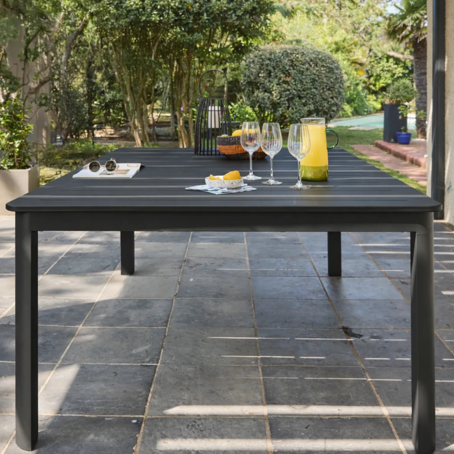 Mesa de jardim extensível em alumínio, 12 lugares