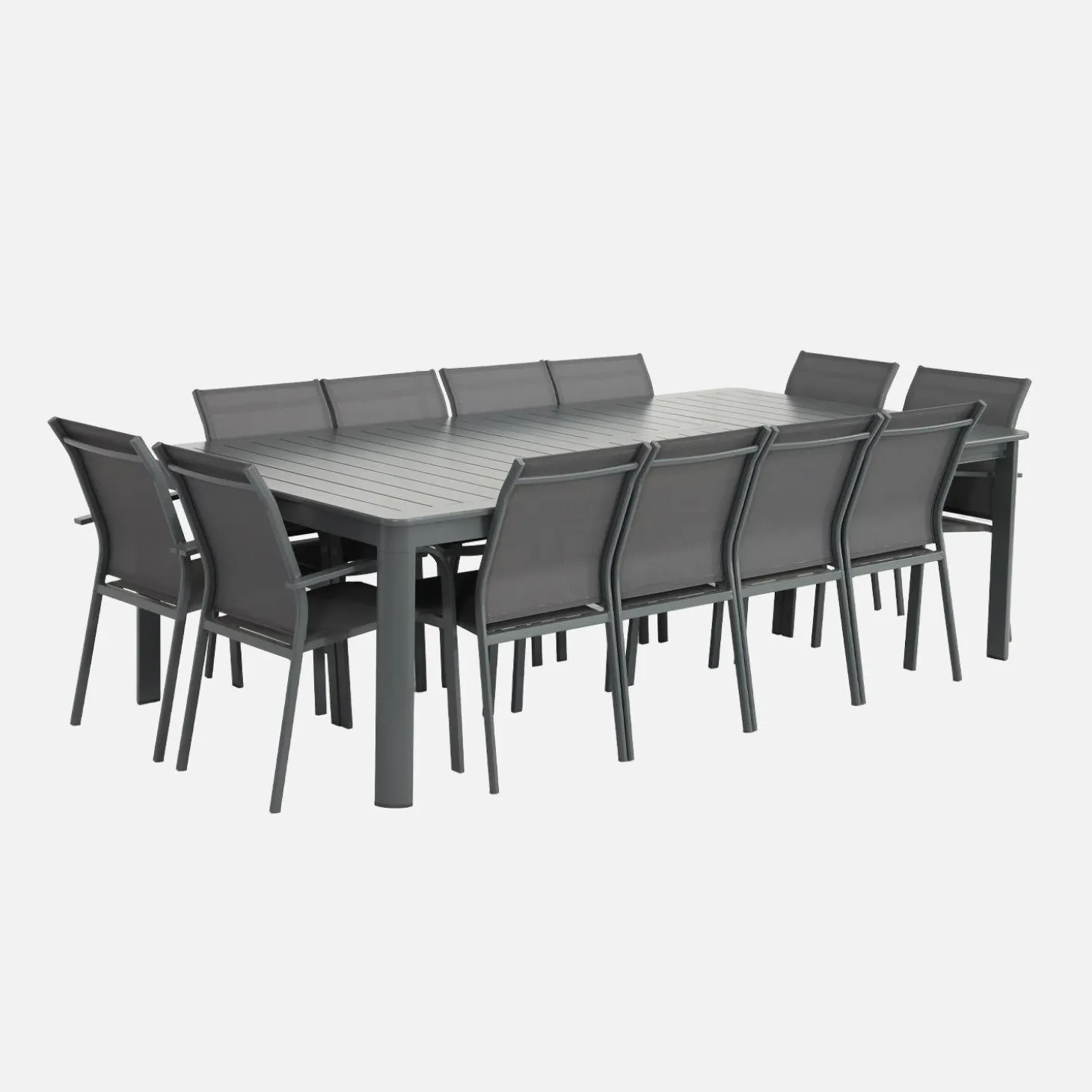 Mesa de jardim extensível em alumínio, 12 lugares