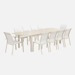 Mesa de jardim extensível em alumínio, 10 lugares