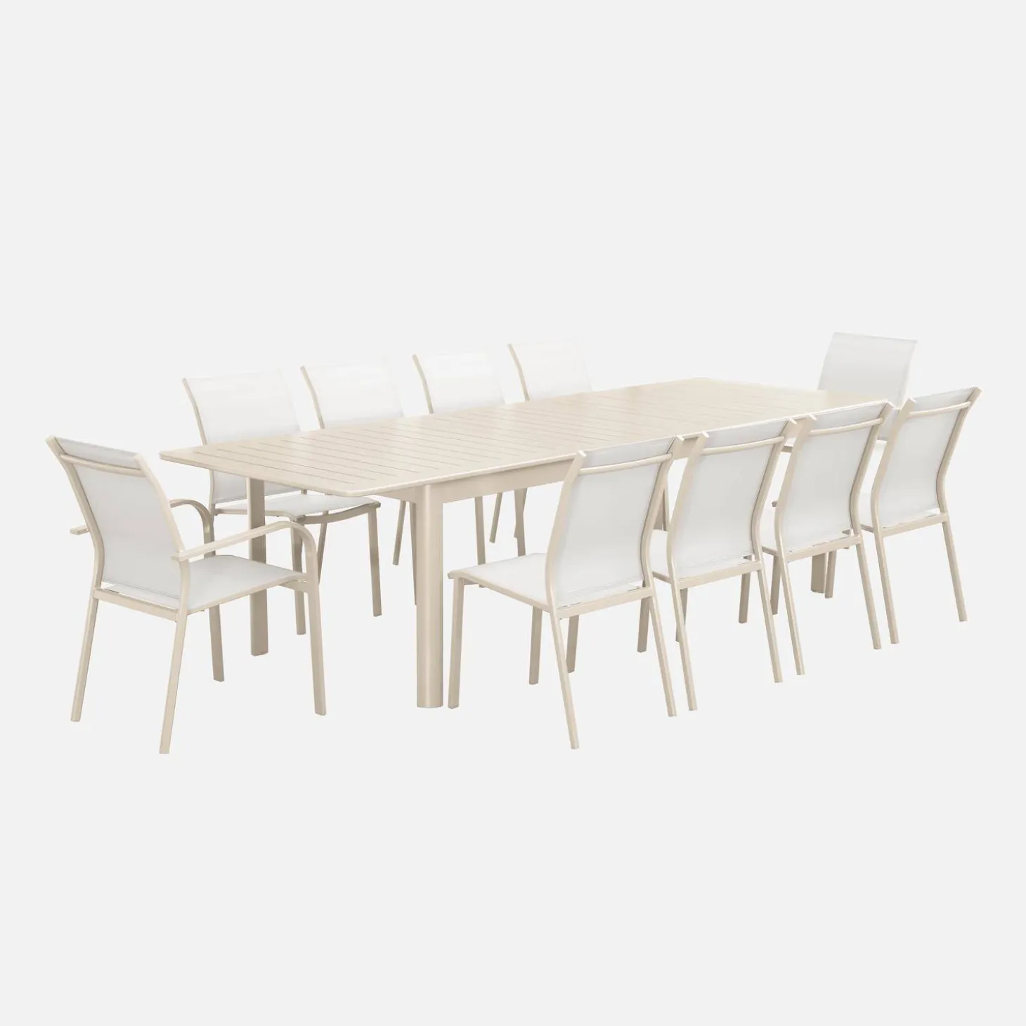 Mesa de jardim extensível em alumínio, 10 lugares