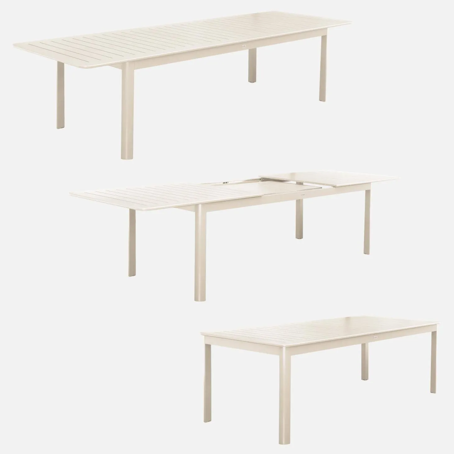 Mesa de jardim extensível em alumínio, 10 lugares