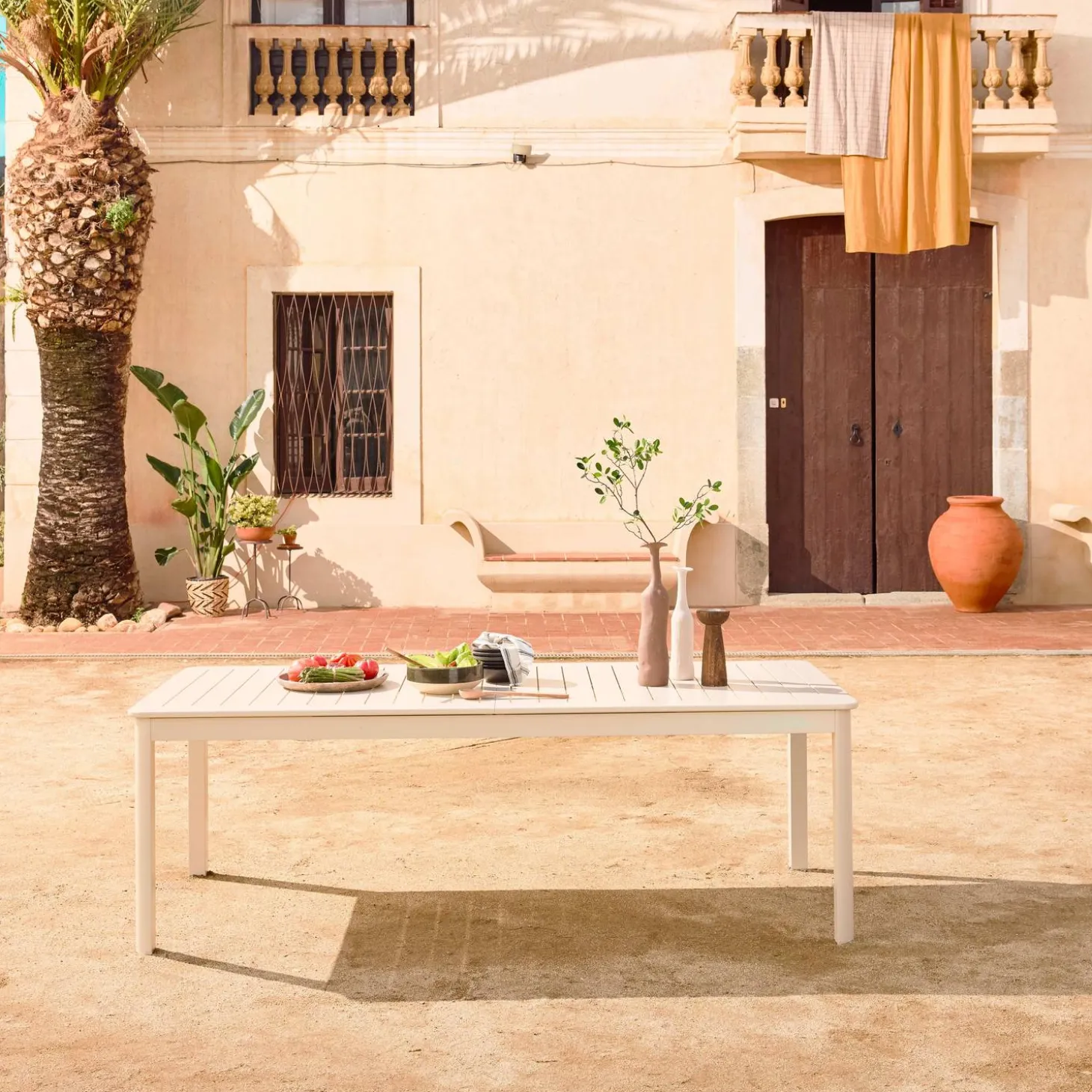 Mesa de jardim extensível em alumínio, 10 lugares