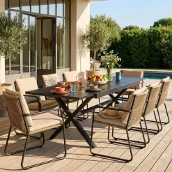 Mesa de jardim extensível em alumínio para 8 pessoas