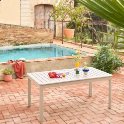 Mesa de jardim extensível em alumínio, 8 lugares