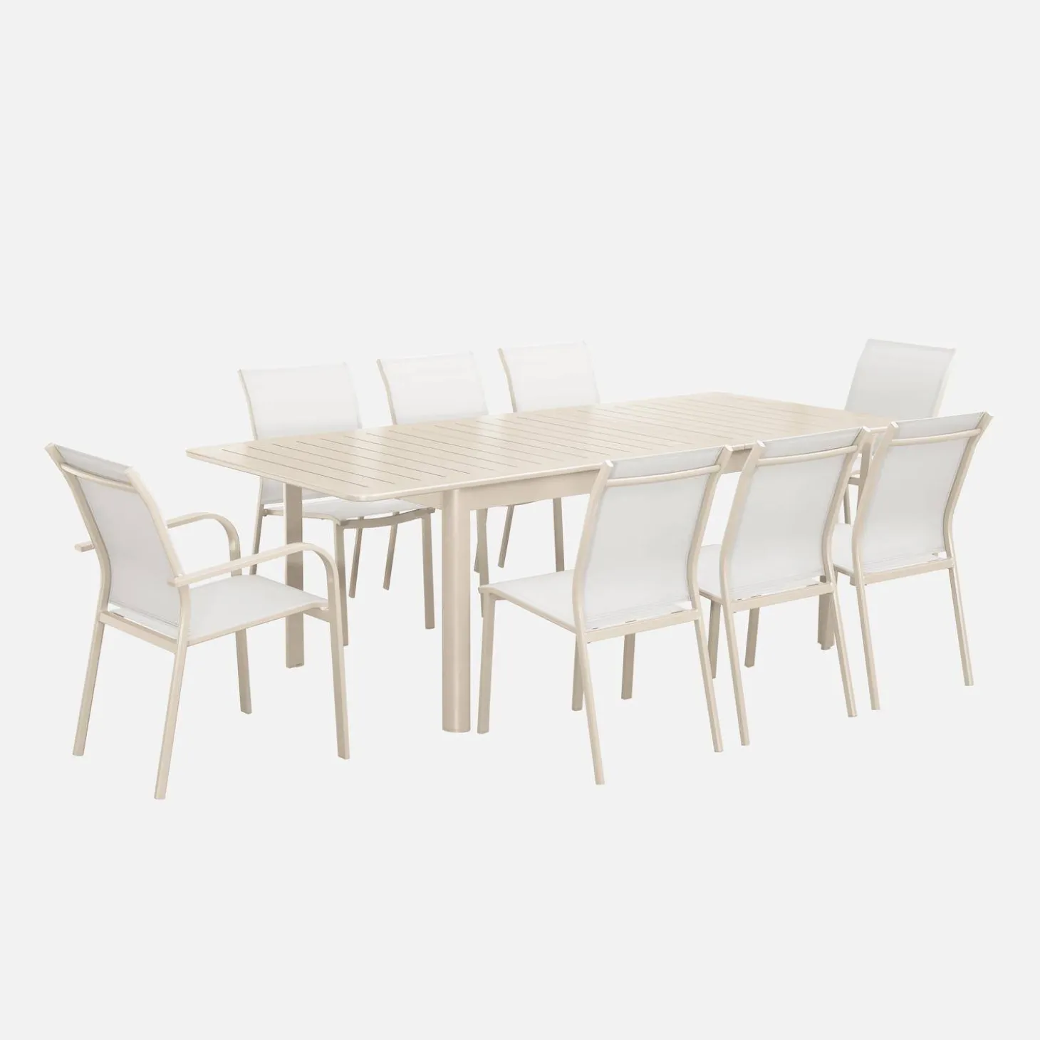 Mesa de jardim extensível em alumínio, 8 lugares