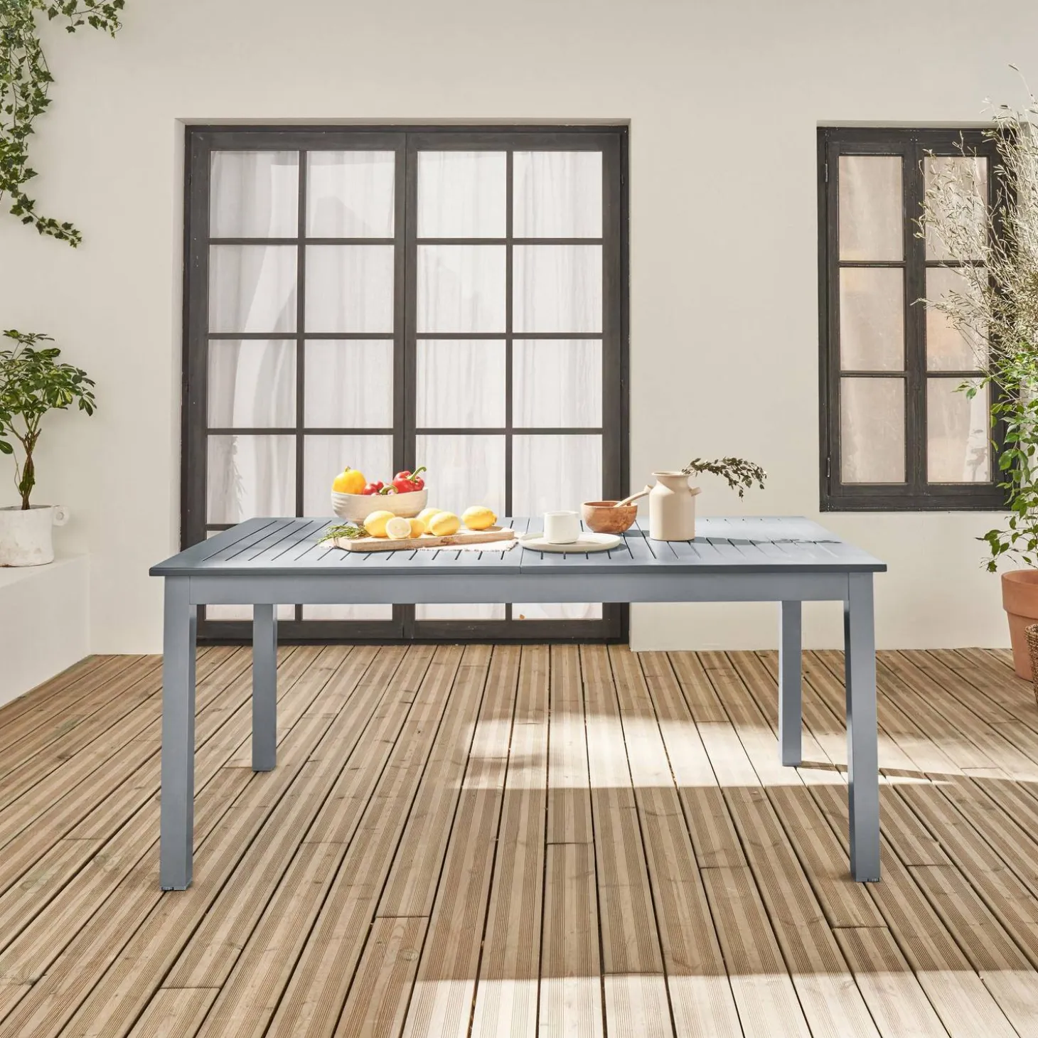 Mesa de jardim extensível em alumínio, 8 lugares