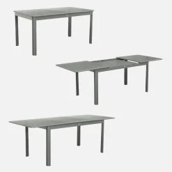 Mesa de jardim extensível em alumínio, 6 lugares