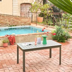 Mesa de jardim extensível em alumínio, 6 lugares