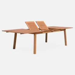 Mesa de jardim extensível em madeira de eucalipto, 10 a 12 lugares