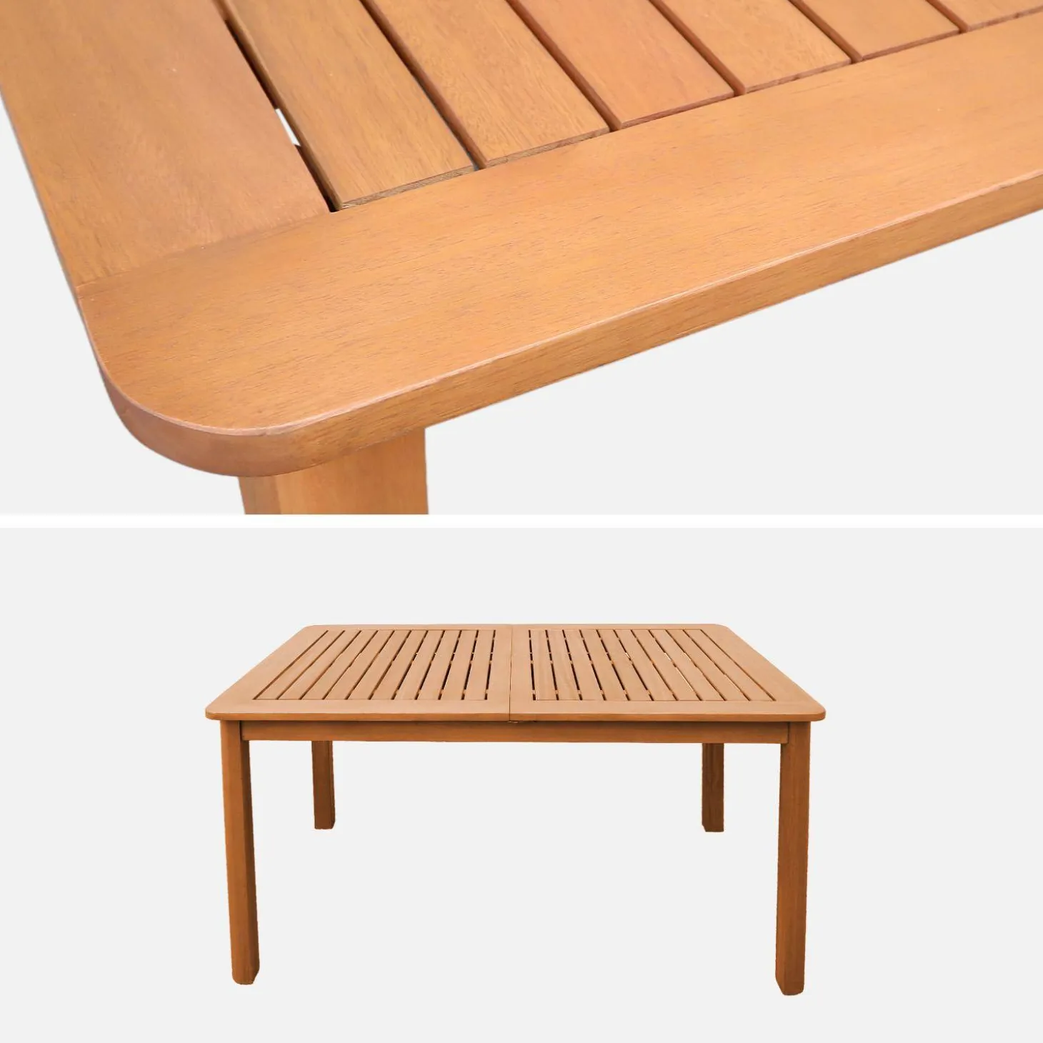 Mesa de jardim extensível em madeira de eucalipto, 4-6 lugares