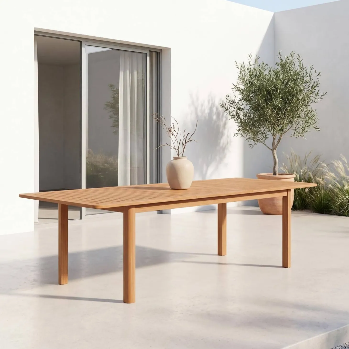 Mesa de jardim extensível em madeira de eucalipto, 6-8 lugares