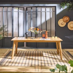 Mesa de jardim extensível em madeira de acácia, 10 lugares