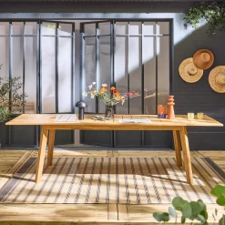 Mesa de jardim extensível em madeira de acácia, 10 lugares