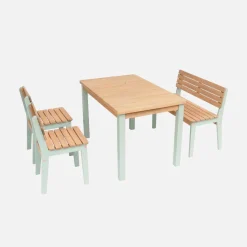 Mesa de jardim infantil em madeira de acácia con 4 cadeiras
