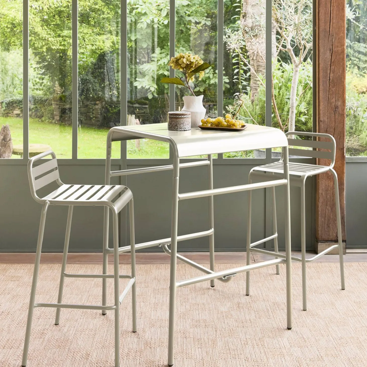 Mesa de jardim metálica de 2 lugares, 70cm