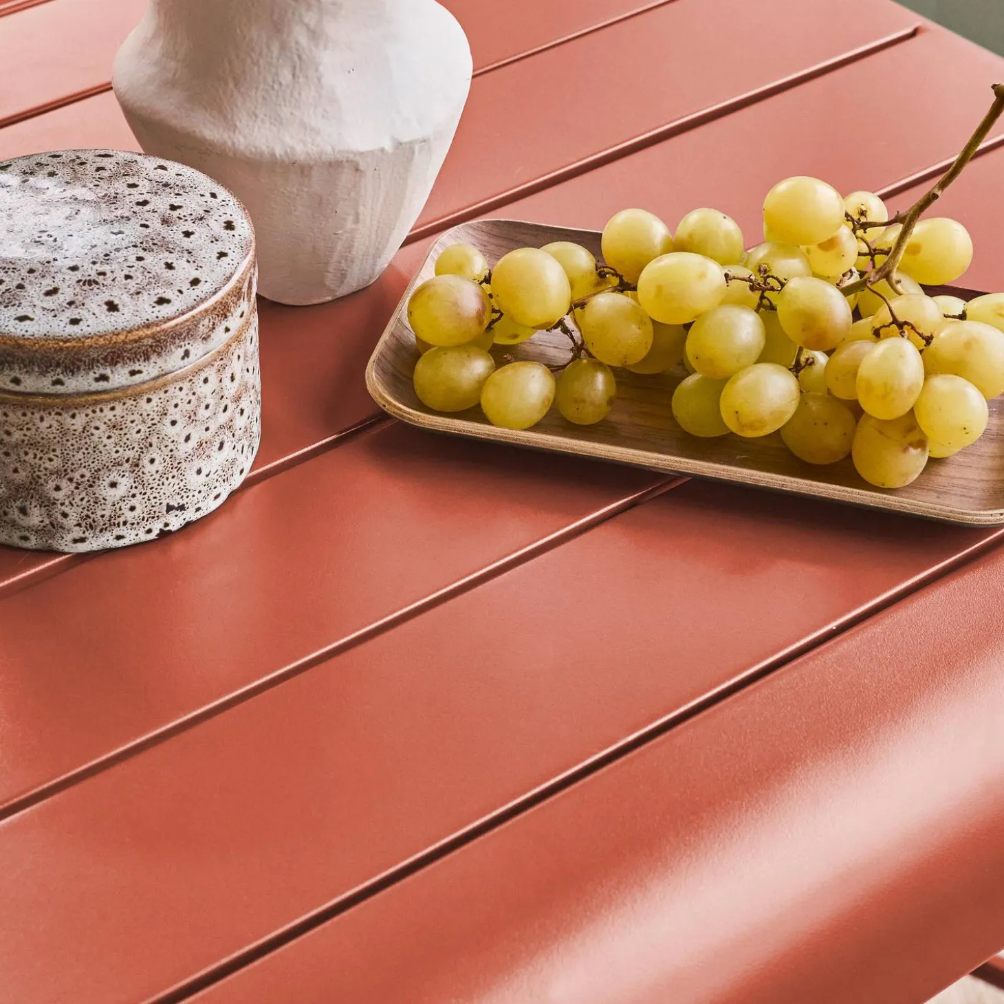 Mesa de jardim metálica de 2 lugares, 70cm