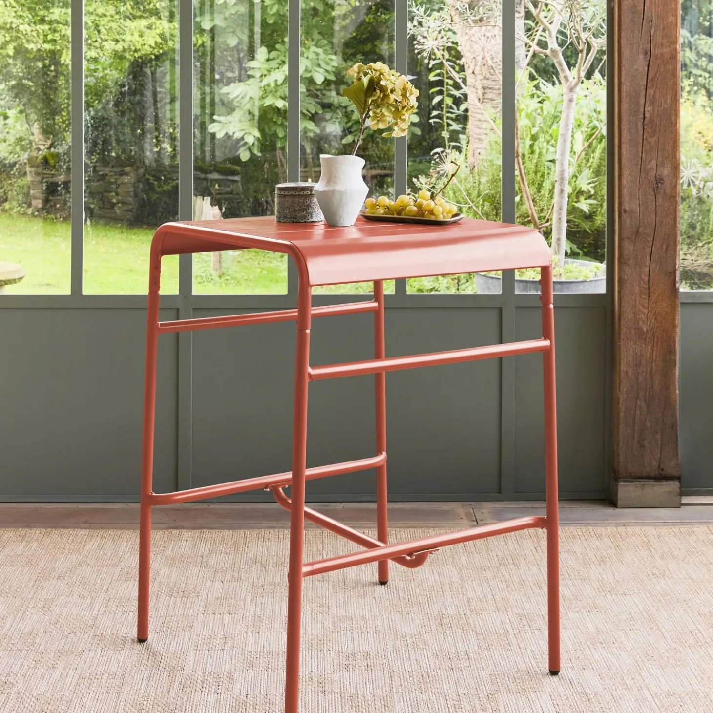 Mesa de jardim metálica de 2 lugares, 70cm