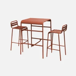 Mesa de jardim metálica de 2 lugares, 70cm