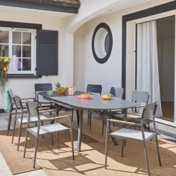 Mesa de jardim oval extensível em alumínio para 10 lugares