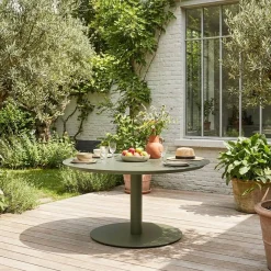 Mesa de jardim redonda de alumínio, 6 lugares