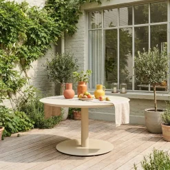 Mesa de jardim redonda de alumínio, 6 lugares