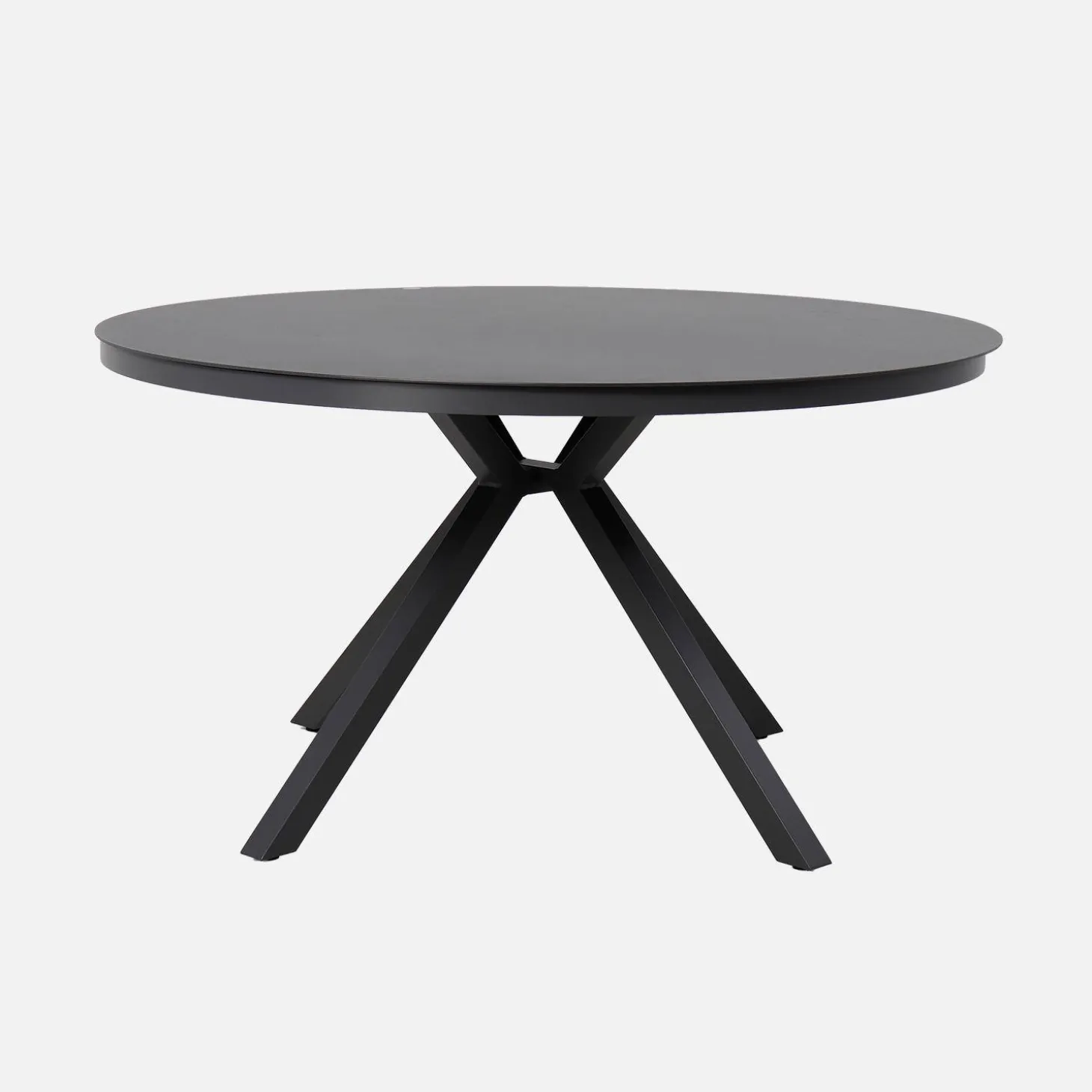 Mesa de jardim redonda em alumínio e vidro, 6 lugares