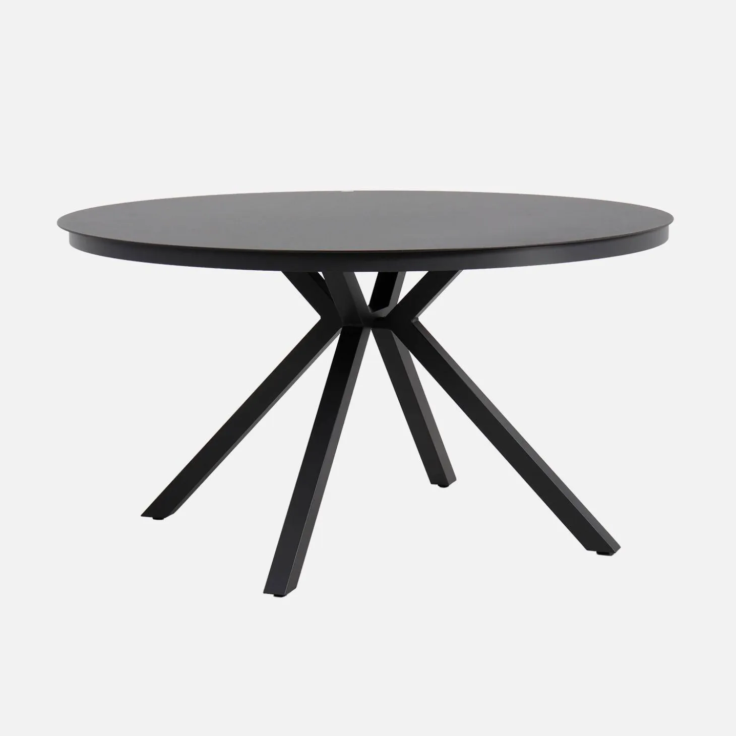 Mesa de jardim redonda em alumínio e vidro, 6 lugares