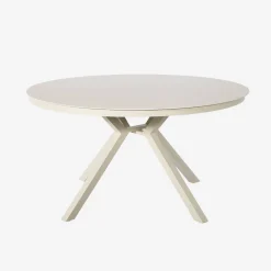 Mesa de jardim redonda em alumínio e vidro com 6 cadeiras