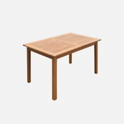 Mesa de jardim retangular extensível em madeira, 6 a 8 lugares
