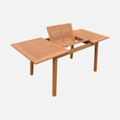 Mesa de jardim retangular extensível em madeira, 6 a 8 lugares