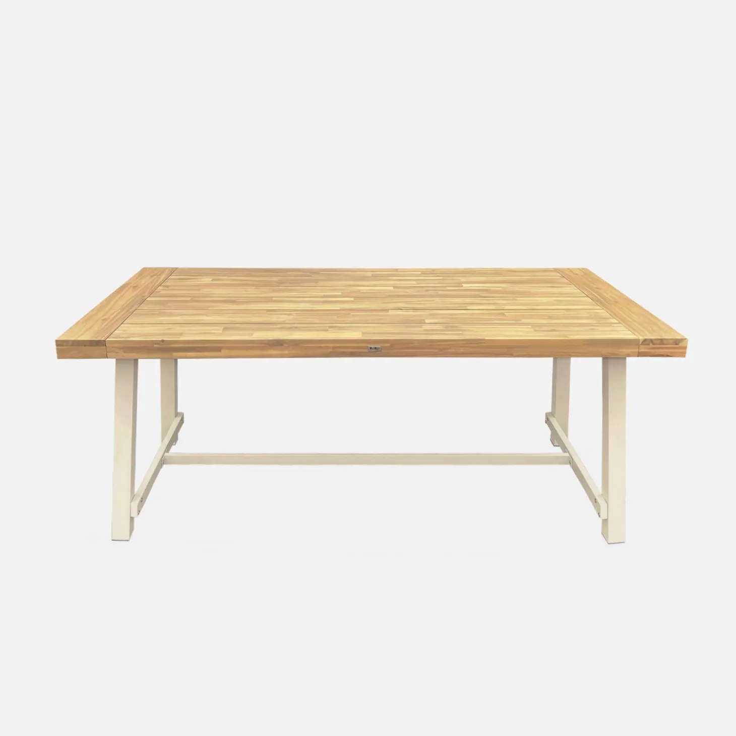 Mesa de madeira e metal para interior/exterior, 6-8 lugares