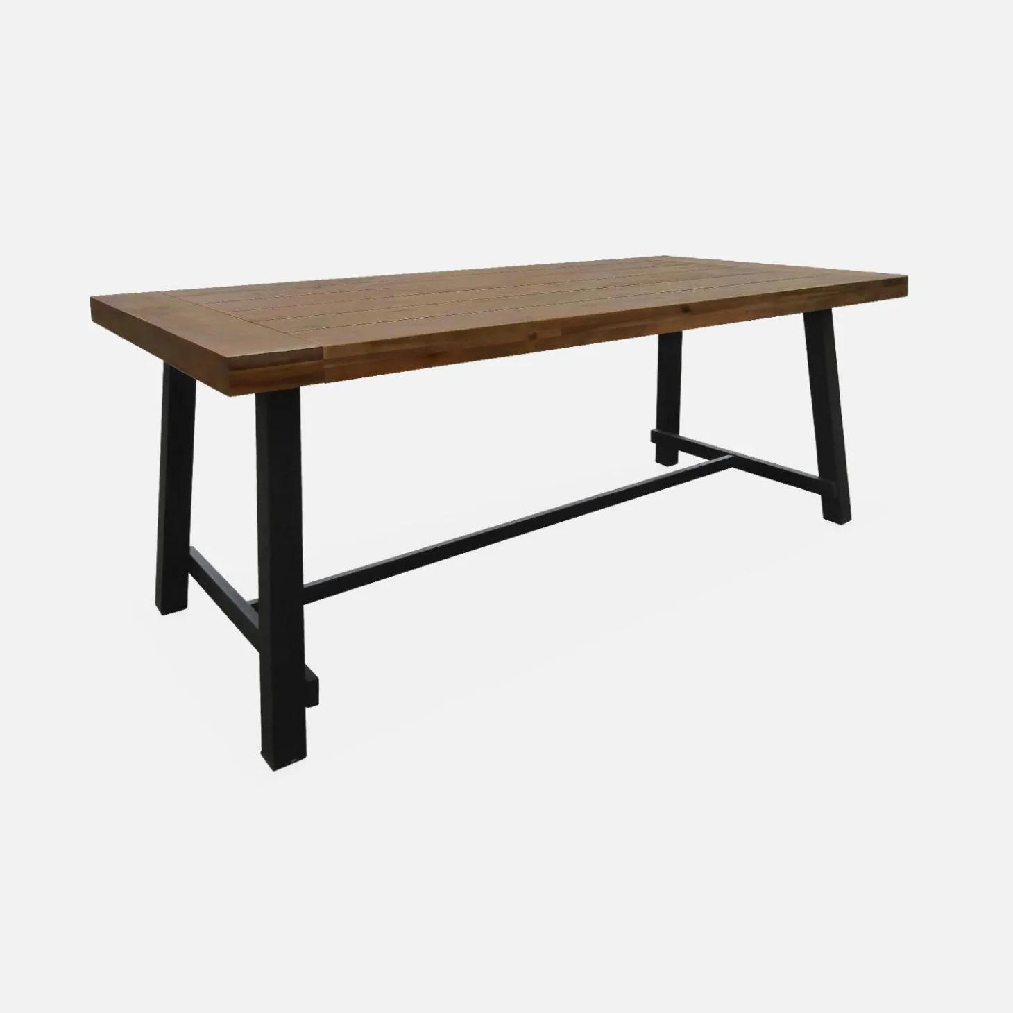 Mesa de madeira e metal para interior/exterior, 6-8 lugares