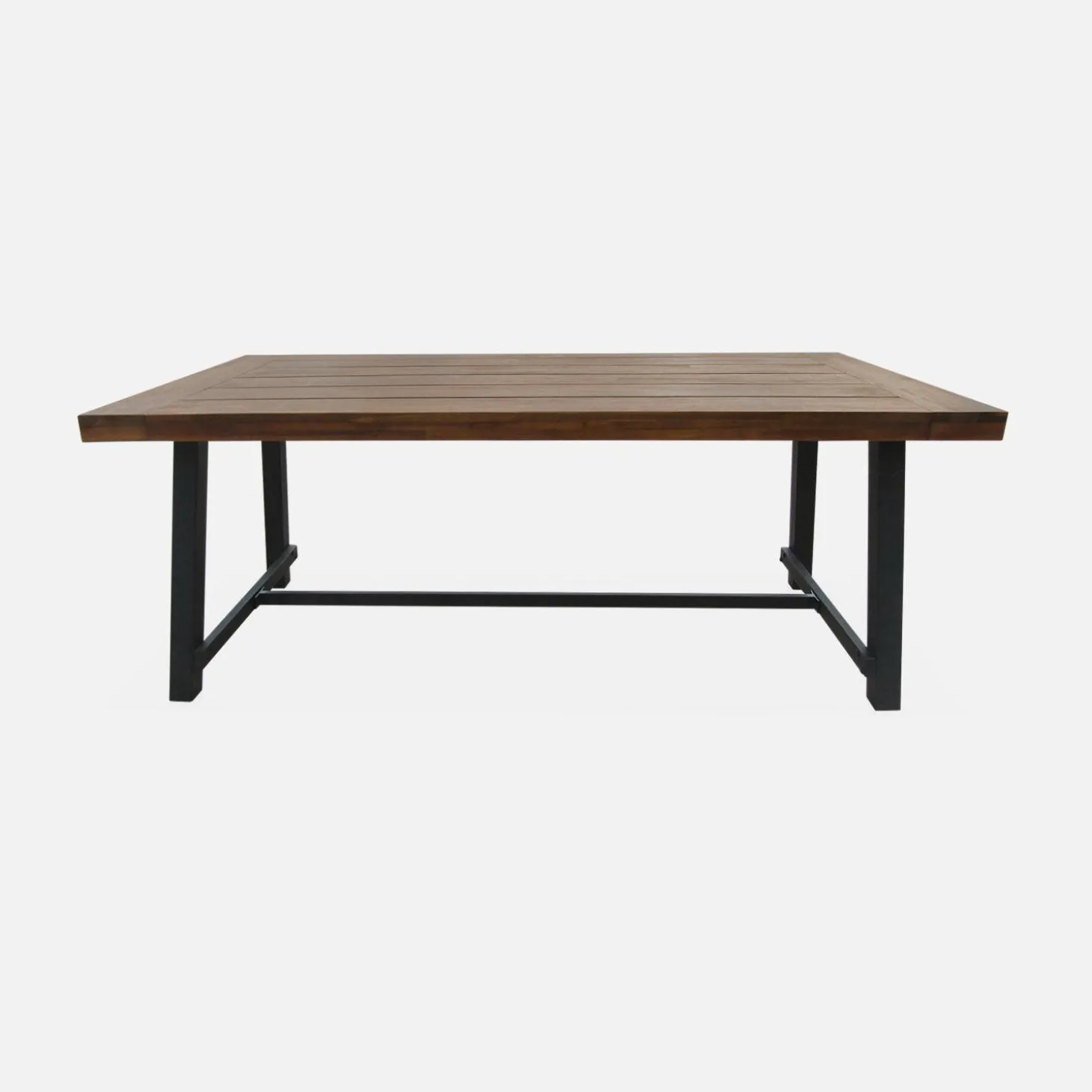 Mesa de madeira e metal para interior/exterior, 6-8 lugares