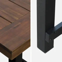 Mesa de madeira e metal para interior/exterior, 6-8 lugares