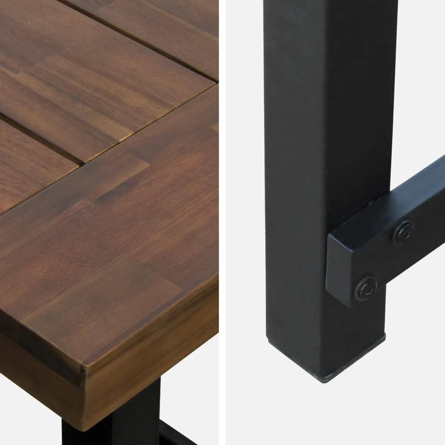 Mesa de madeira e metal para interior/exterior, 6-8 lugares
