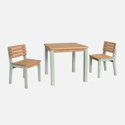 Mesa de madeira para crianças, 2 cadeiras