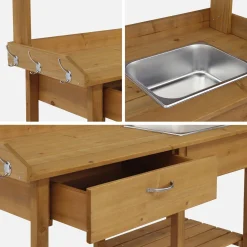 Mesa de madeira para vasos
