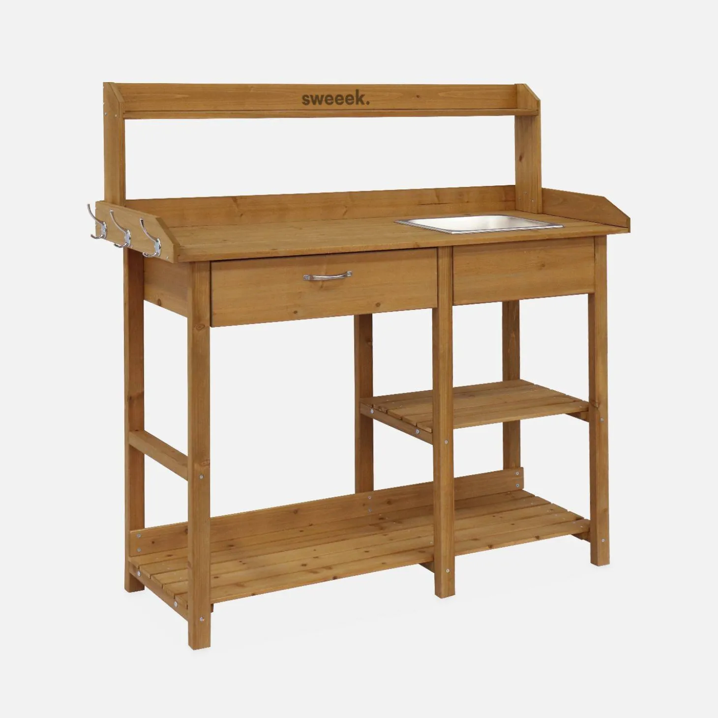 Mesa de madeira para vasos