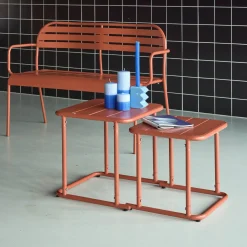 Mesa de ninho bistrô quadrada para exterior em aço, 45cm